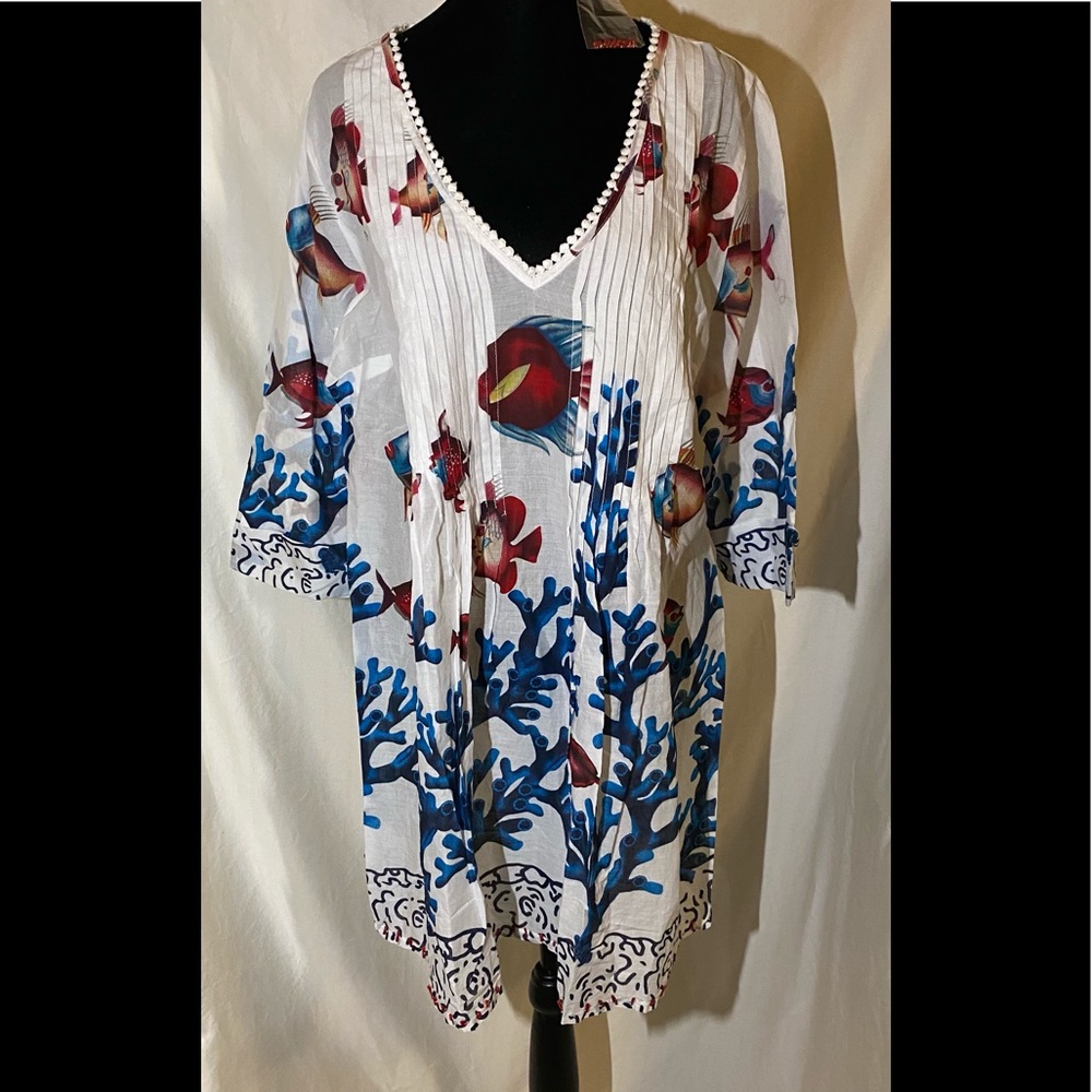 Soft surroundings coral reef beach cover up